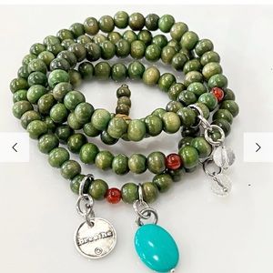 Katia Designs Breathe Boho Wrap Green with silver accent necklace or bracelet
